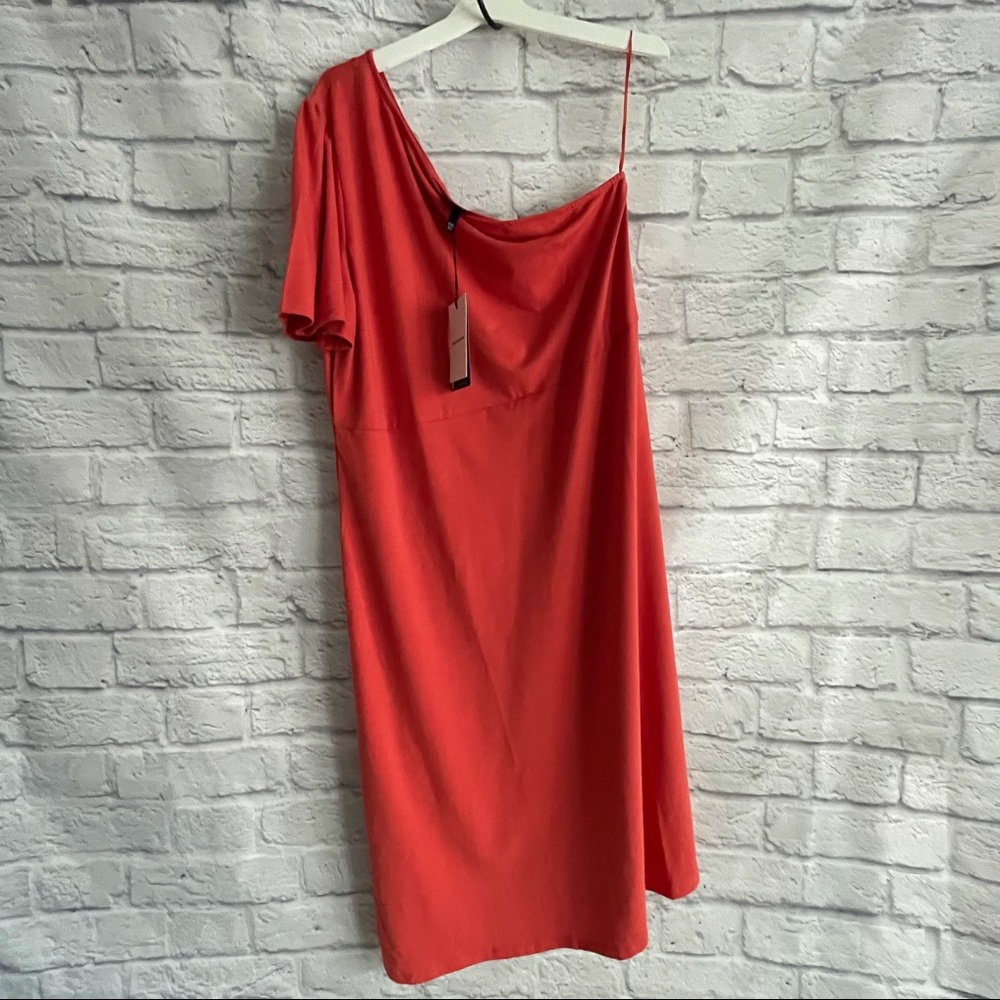 WHO WHAT WEAR PAPRIKA ORANGE ONE SHOULDER DRESS XXL